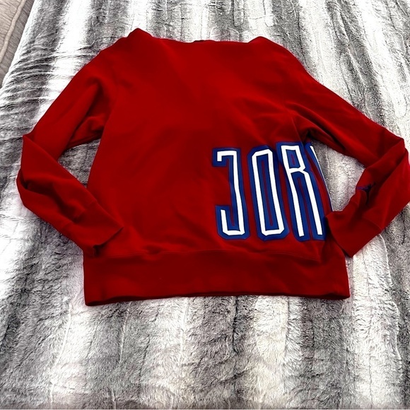 Jordan Mens L Red DV7724-687 Dri-FIT Air Logo Long Sleeve Fleece Pullover Hoodie - Picture 2 of 4